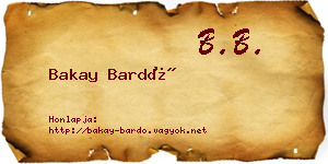 Bakay Bardó névjegykártya